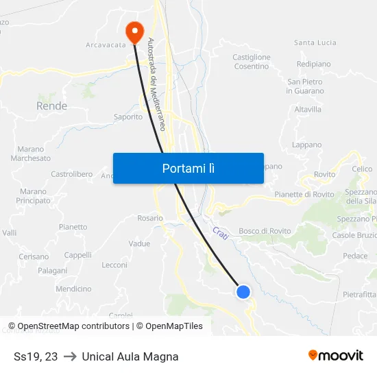 Ss19, 23 to Unical Aula Magna map