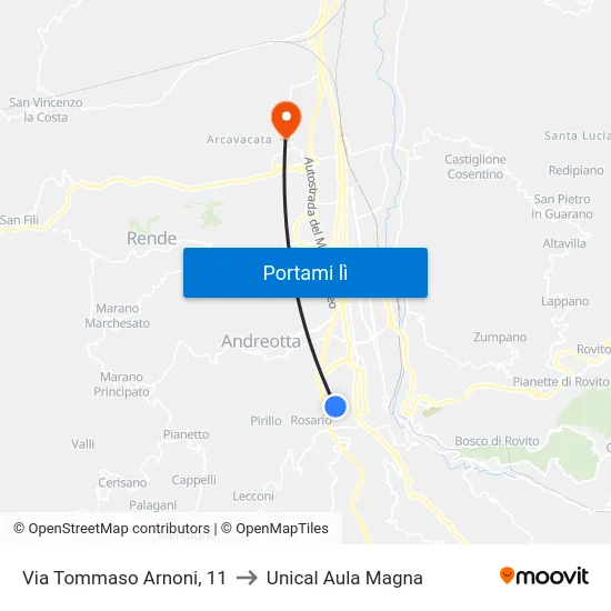 Via Tommaso Arnoni, 11 to Unical Aula Magna map