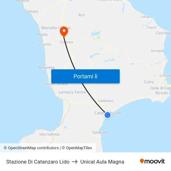 Stazione Di Catanzaro Lido to Unical Aula Magna map