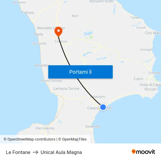 Le Fontane to Unical Aula Magna map