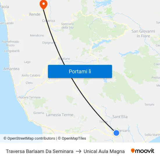 Traversa Barlaam Da Seminara to Unical Aula Magna map