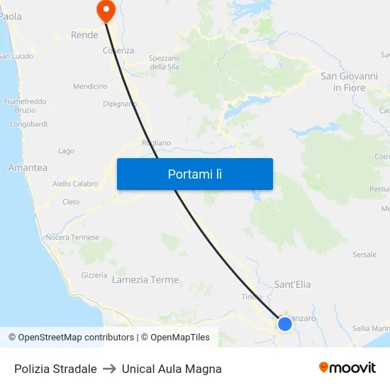 Polizia Stradale to Unical Aula Magna map