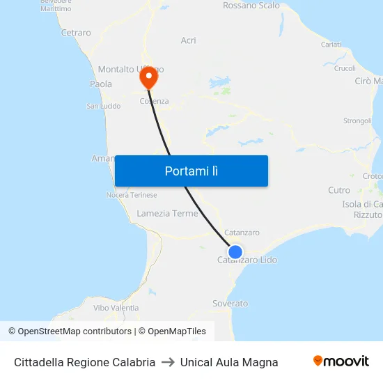 Cittadella Regione Calabria to Unical Aula Magna map