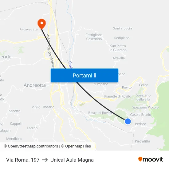 Via Roma, 197 to Unical Aula Magna map