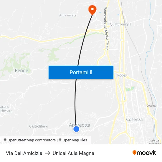 Via Dell'Amicizia to Unical Aula Magna map