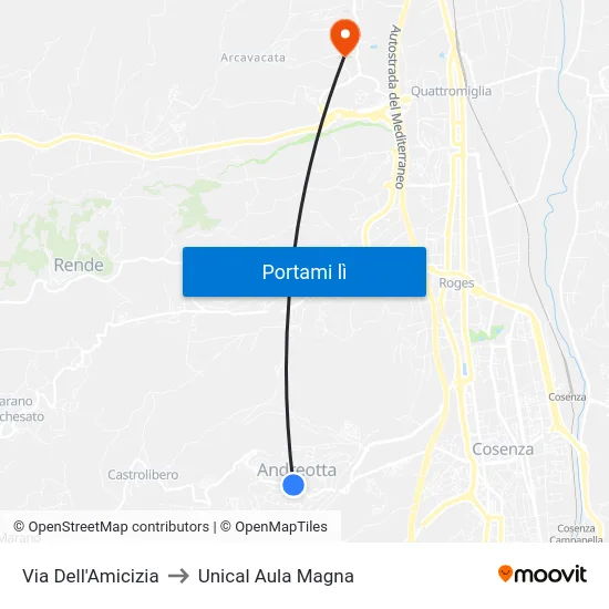 Via Dell'Amicizia to Unical Aula Magna map