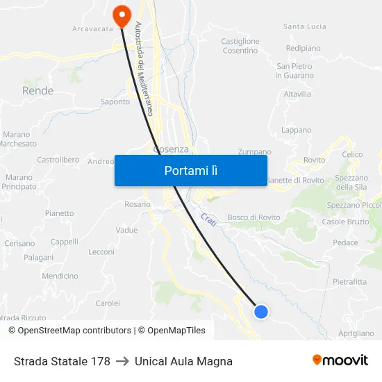Strada Statale 178 to Unical Aula Magna map