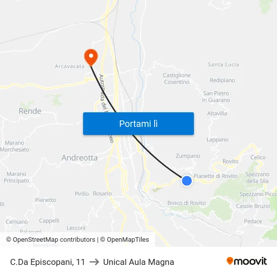 C.Da Episcopani, 11 to Unical Aula Magna map