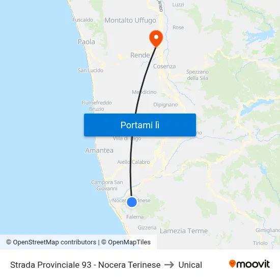 Strada Provinciale 93 - Nocera Terinese to Unical map