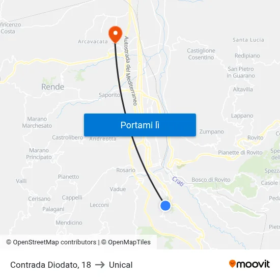 Contrada Diodato, 18 to Unical map