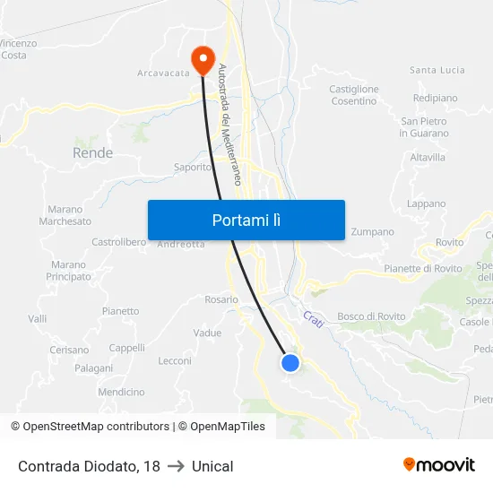 Contrada Diodato, 18 to Unical map