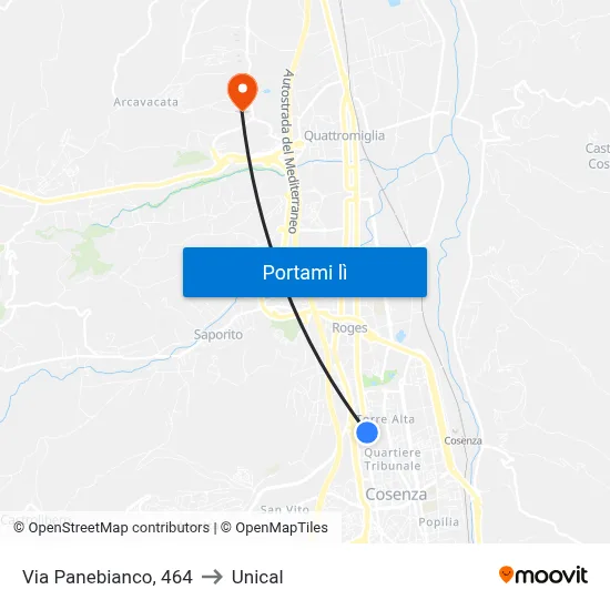 Via Panebianco, 464 to Unical map