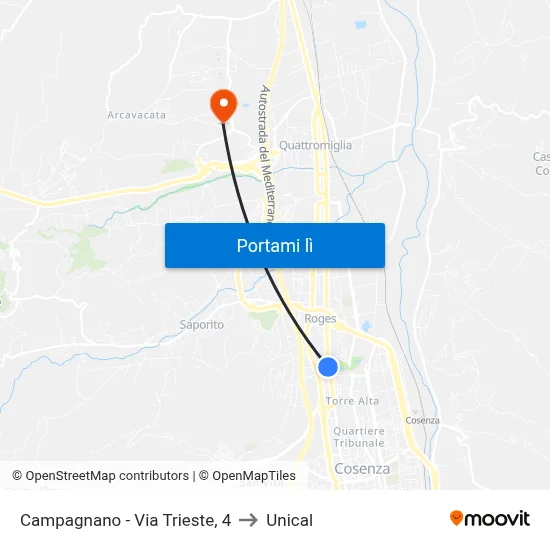 Campagnano - Via Trieste, 4 to Unical map