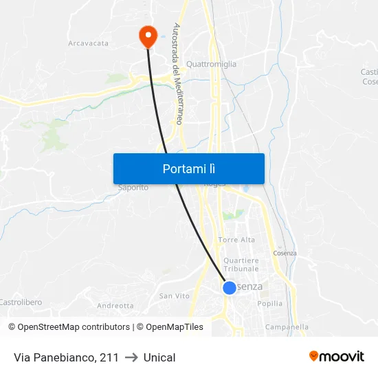 Via Panebianco, 211 to Unical map
