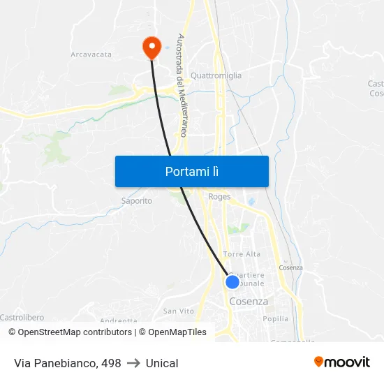 Via Panebianco, 498 to Unical map