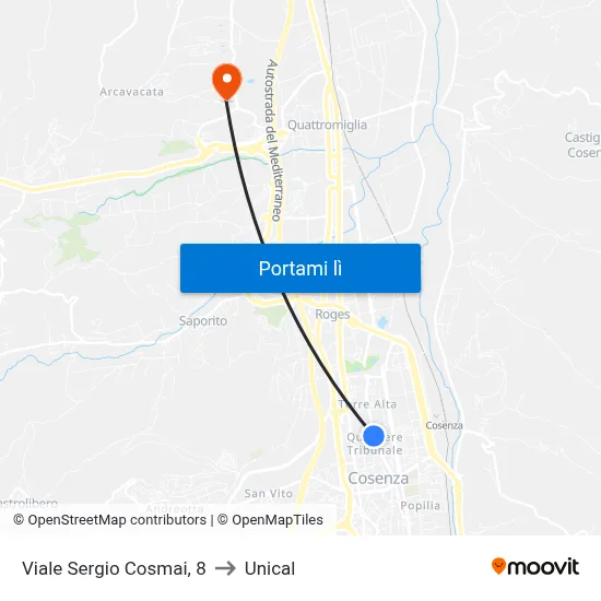 Viale Sergio Cosmai, 8 to Unical map