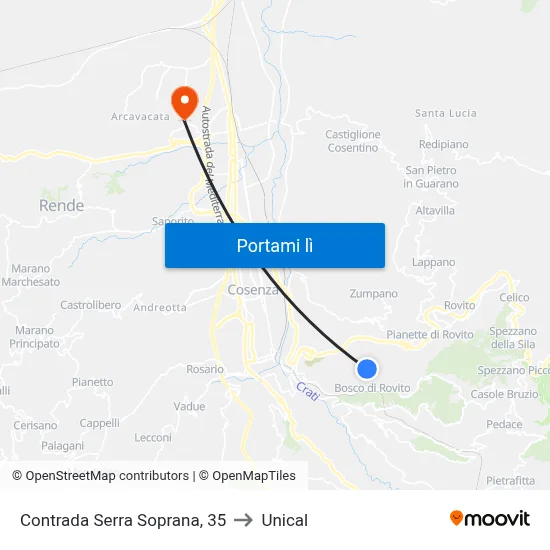 Contrada Serra Soprana, 35 to Unical map