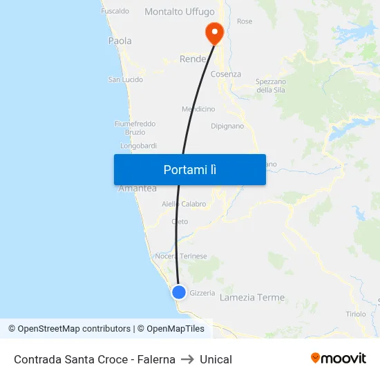 Contrada Santa Croce - Falerna to Unical map