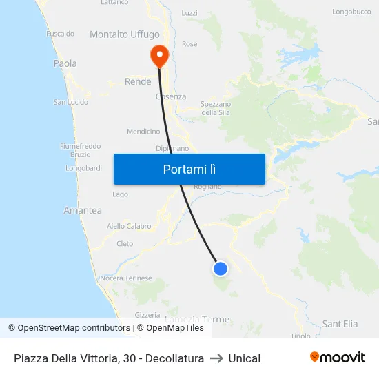 Piazza Della Vittoria, 30 - Decollatura to Unical map