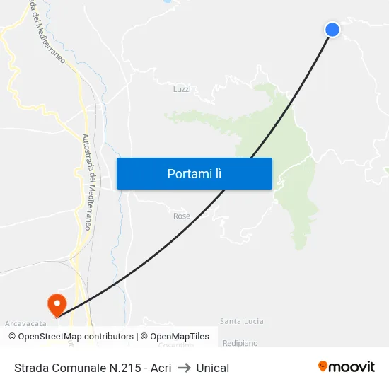 Strada Comunale N.215 - Acri to Unical map