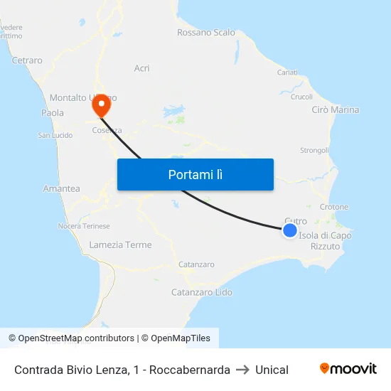Contrada Bivio Lenza, 1 - Roccabernarda to Unical map