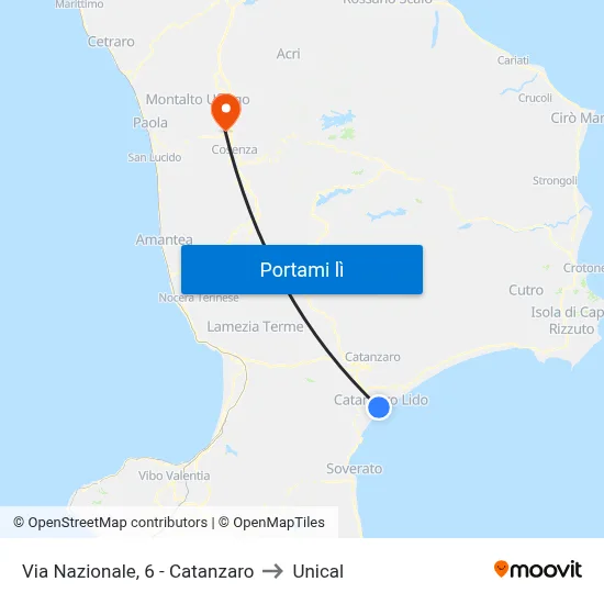 Via Nazionale, 6 - Catanzaro to Unical map