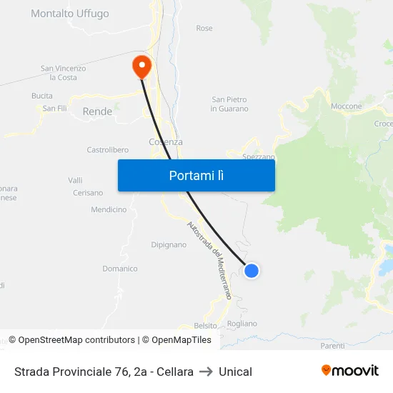 Strada Provinciale 76, 2a - Cellara to Unical map
