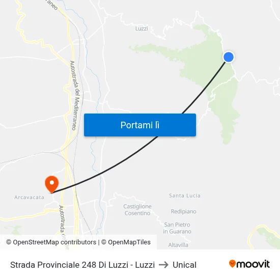 Strada Provinciale 248 Di Luzzi - Luzzi to Unical map