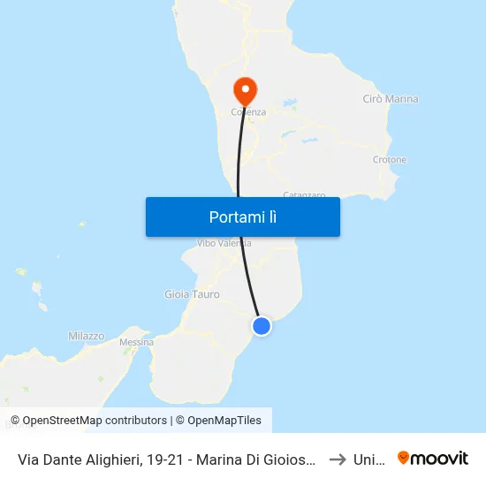 Via Dante Alighieri, 19-21 - Marina Di Gioiosa Ionica to Unical map