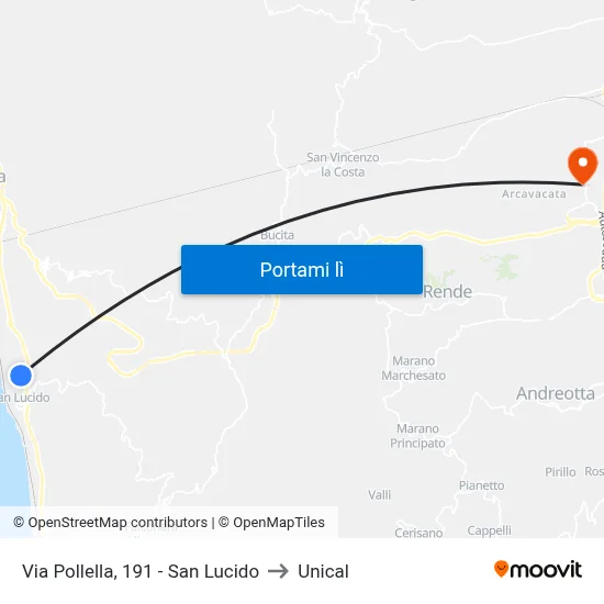Via Pollella, 191 - San Lucido to Unical map