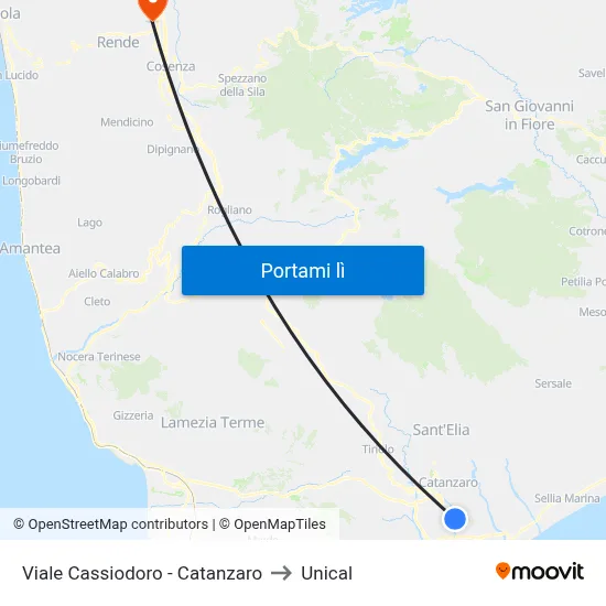 Viale Cassiodoro - Catanzaro to Unical map