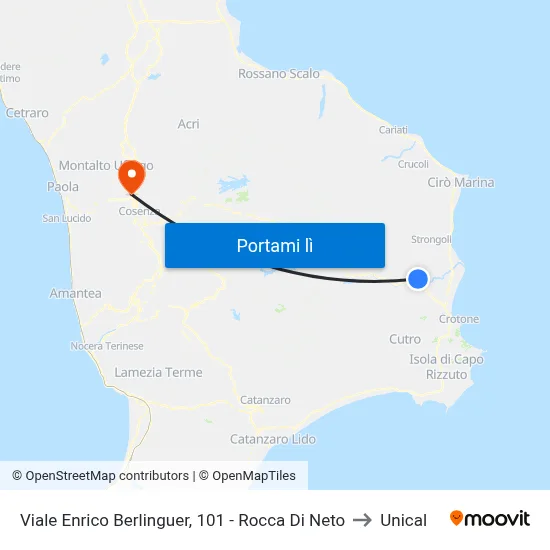 Viale Enrico Berlinguer, 101 - Rocca Di Neto to Unical map
