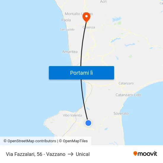 Via Fazzalari, 56 - Vazzano to Unical map