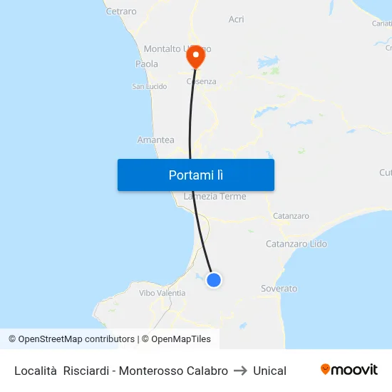 Località  Risciardi - Monterosso Calabro to Unical map