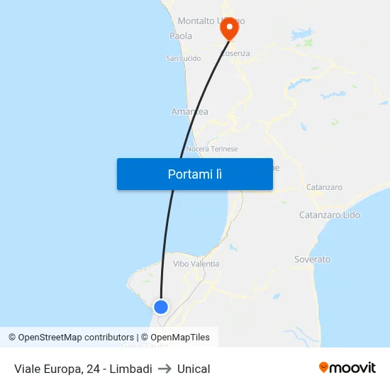 Viale Europa, 24 - Limbadi to Unical map