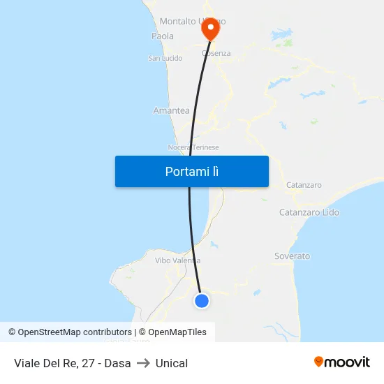 Viale Del Re, 27 - Dasa to Unical map
