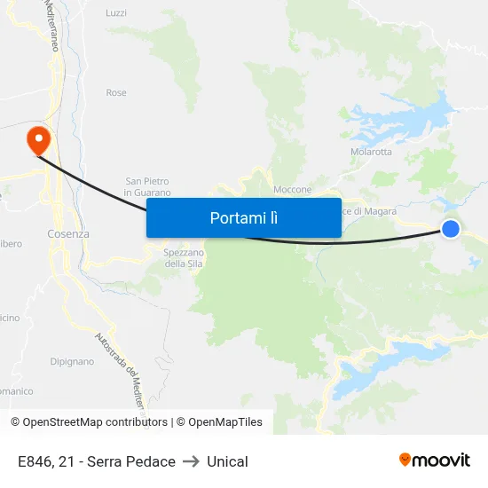 E846, 21 - Serra Pedace to Unical map