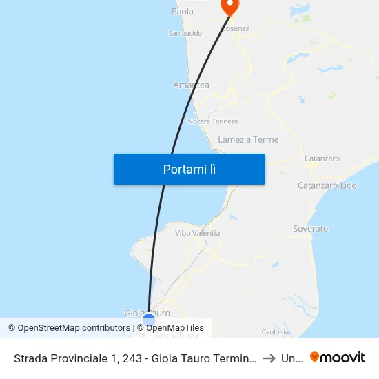 Strada Provinciale 1, 243 - Gioia Tauro Terminal Bus - Gioia Tauro to Unical map