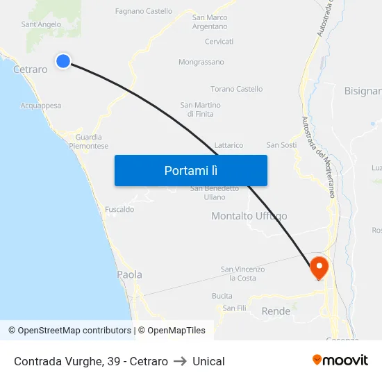 Contrada Vurghe, 39 - Cetraro to Unical map
