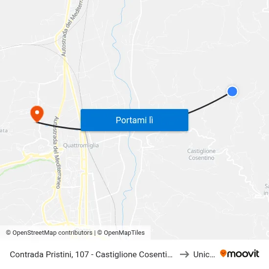 Contrada Pristini, 107 - Castiglione Cosentino to Unical map