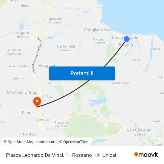 Piazza Leonardo Da Vinci, 1 - Rossano to Unical map