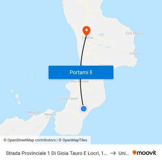 Strada Provinciale 1 Di Gioia Tauro E Locri, 15 - Gerace to Unical map