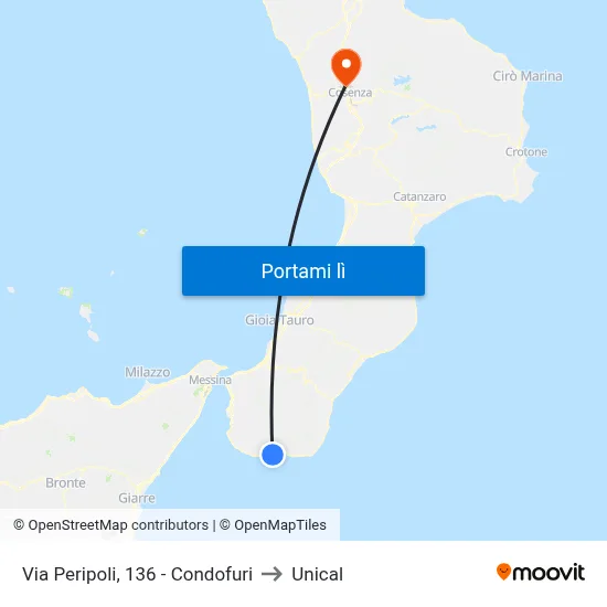 Via Peripoli, 136 - Condofuri to Unical map