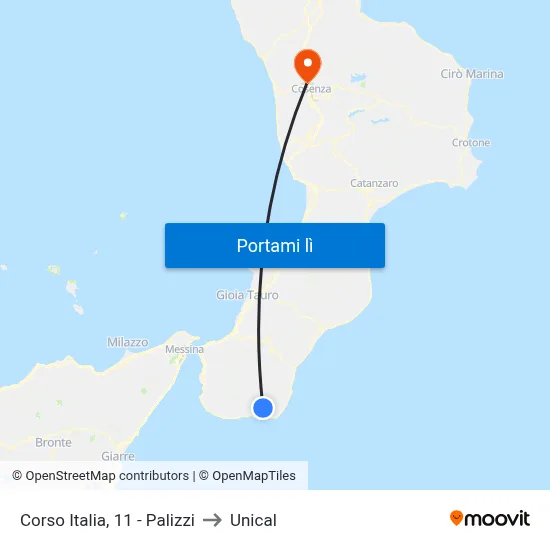 Corso Italia, 11 - Palizzi to Unical map