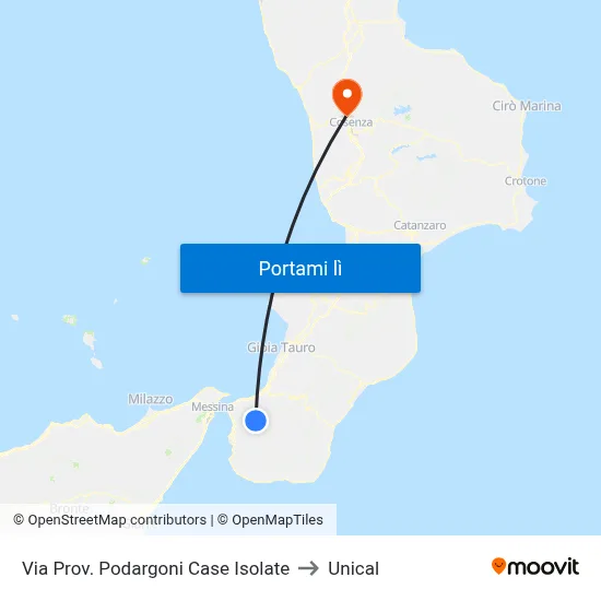 Via Prov. Podargoni  Case Isolate to Unical map