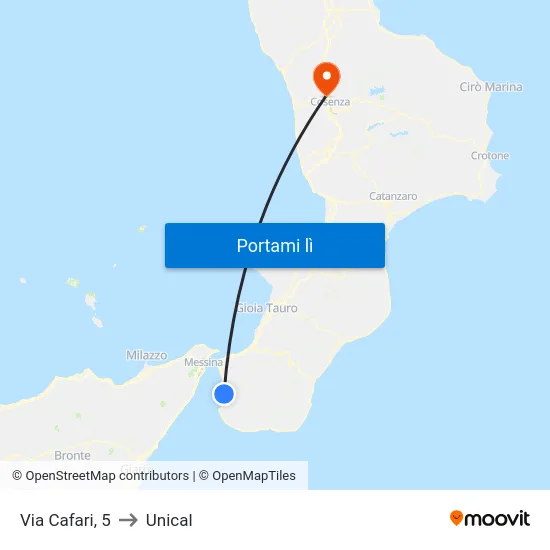 Via Cafari, 5 to Unical map