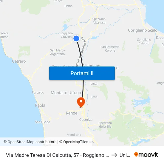 Via Madre Teresa Di Calcutta, 57 - Roggiano Gravina to Unical map