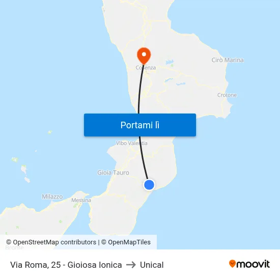 Via Roma, 25 - Gioiosa Ionica to Unical map