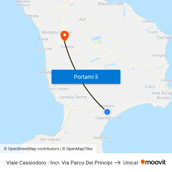 Viale Cassiodoro - Incr. Via Parco Dei Principi to Unical map