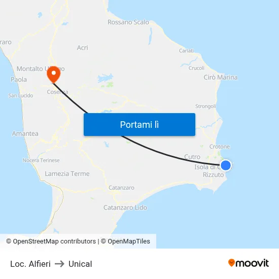 Loc. Alfieri to Unical map